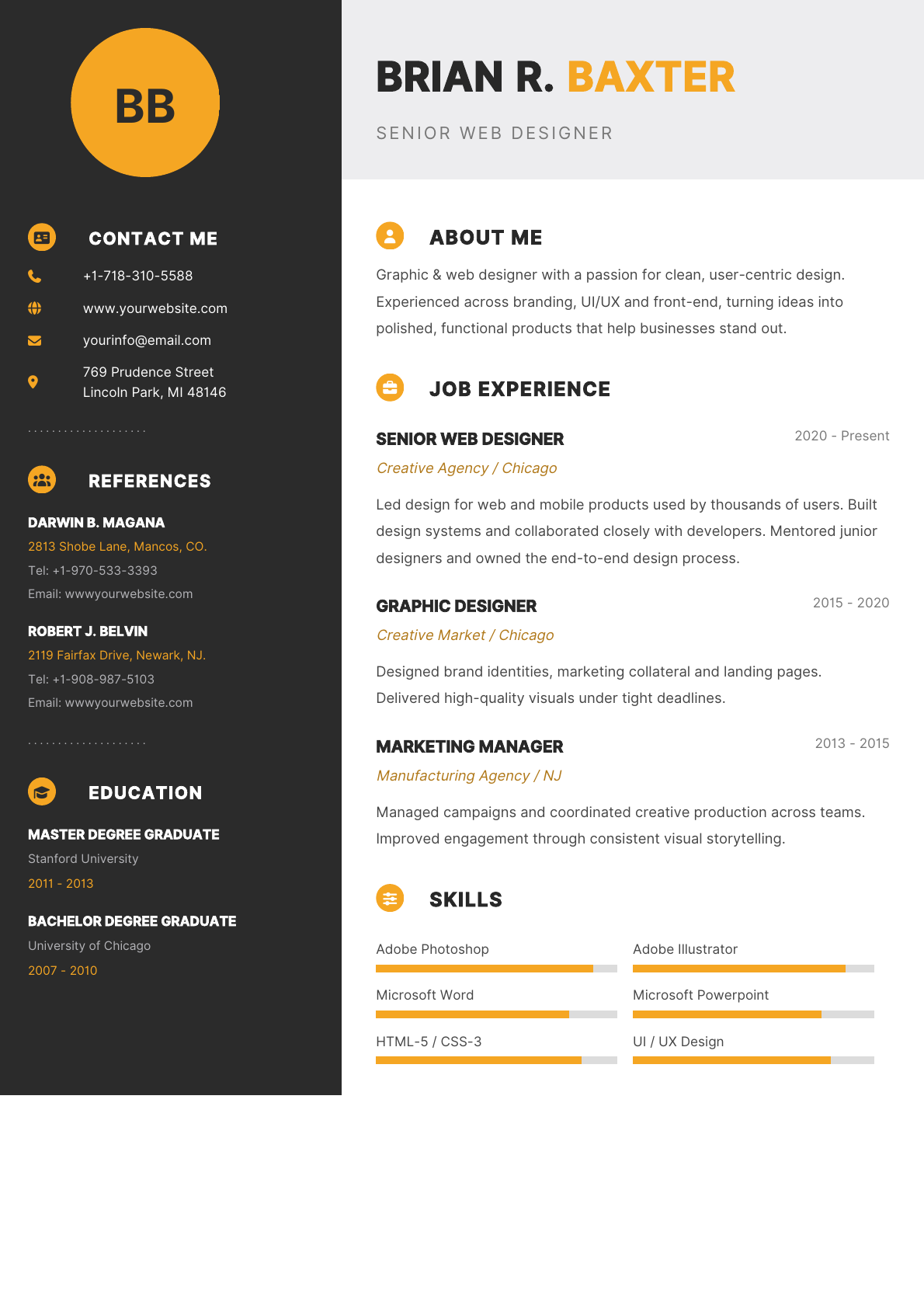 Designer resume template preview